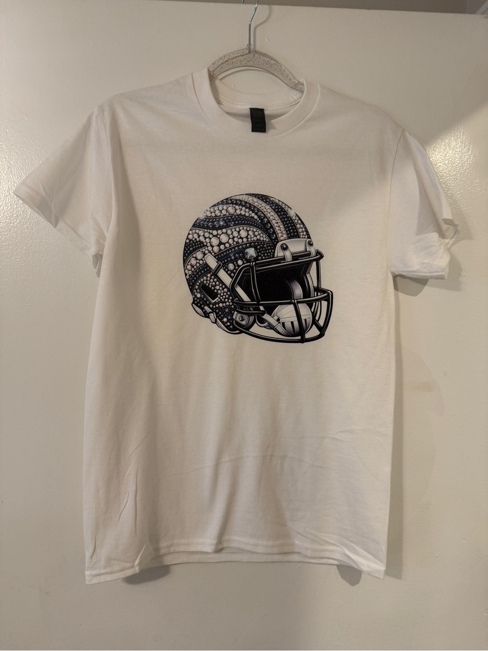 White Graphic Football Helmet T‑Shirt